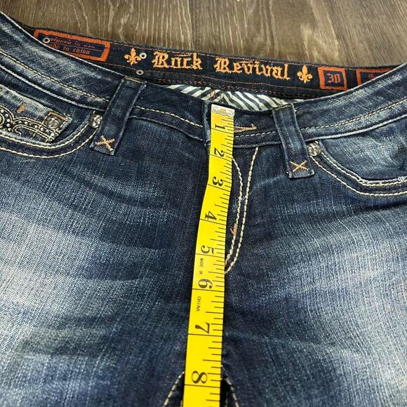 Rock Revival Size 30x34 Sora Boot Cut Jeans - Blue Flare Denim with Embellished - Picture 6 of 7
